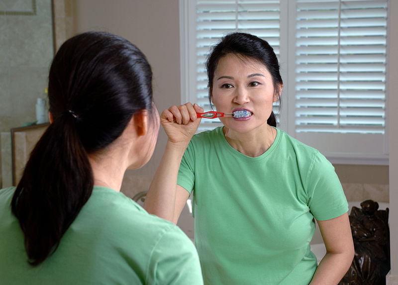 brushing teeth